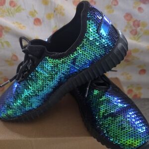 Colorful Sequin Sneakers with Black Laces
